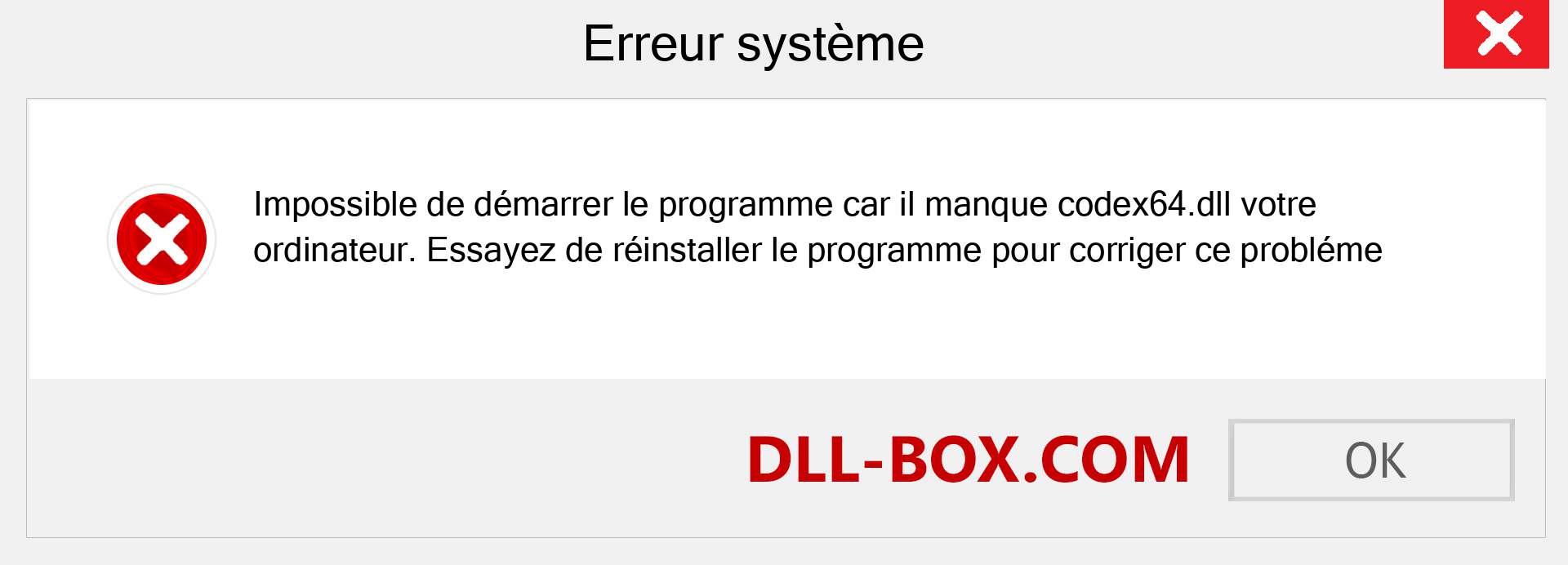 Le fichier codex64.dll est manquant ?. Télécharger pour Windows 7, 8, 10 - Correction de l'erreur manquante codex64 dll sur Windows, photos, images